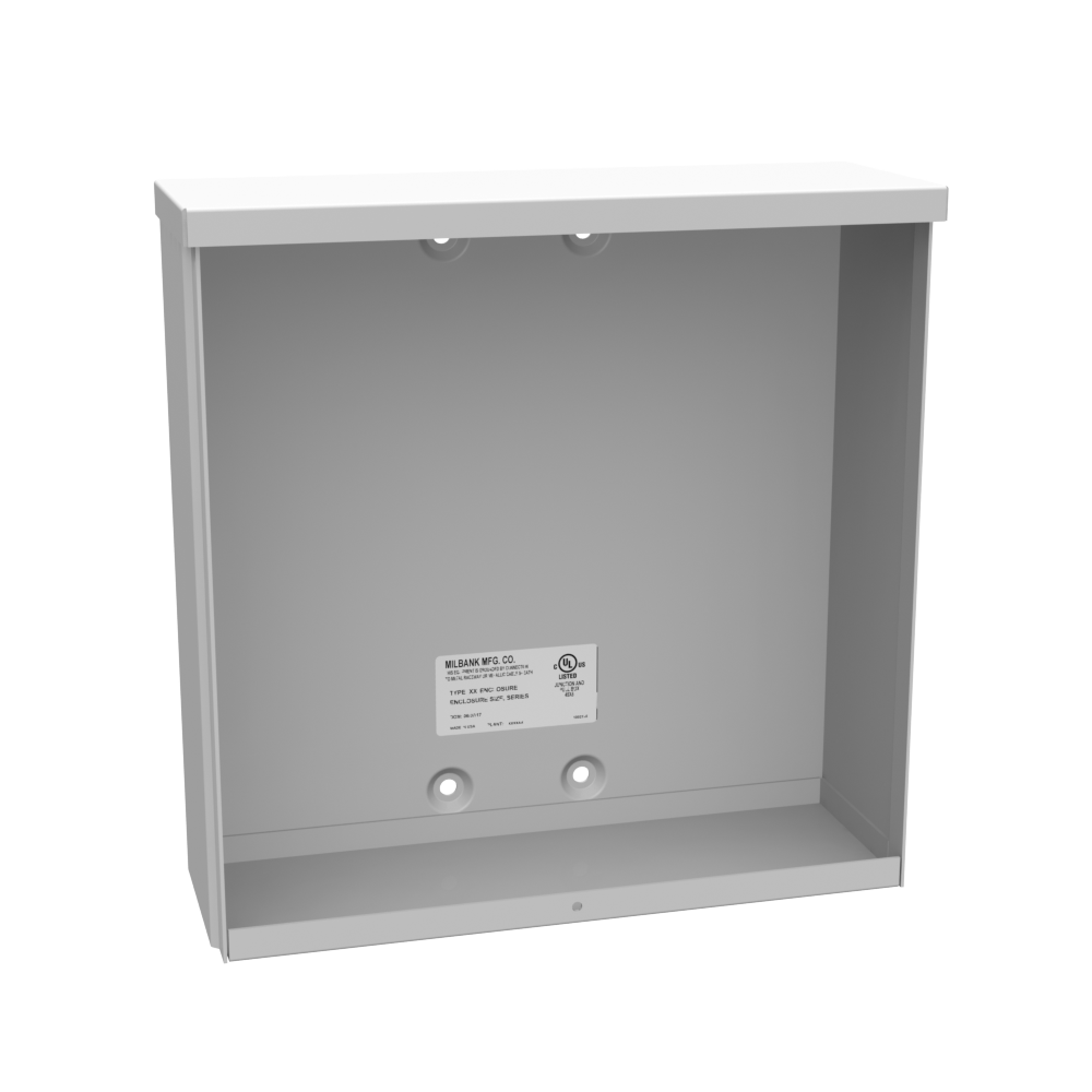 12x4x12 Screw Cover Type 3R UL Listed Steel No Knockouts ANSI 61 Gray Quad D Knockout for Lock Emboss Mounting Holes in Back