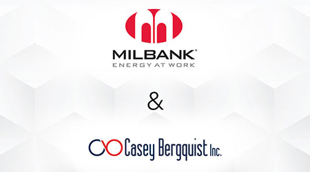 The logo for Milbank is stacked above the logo for Casey Bergquist, Inc.
