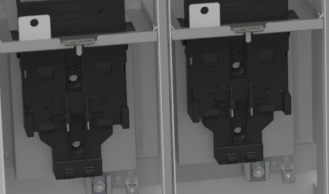 A close up on a U6124 multi-position meter main that shows each breaker in a separate compartment.