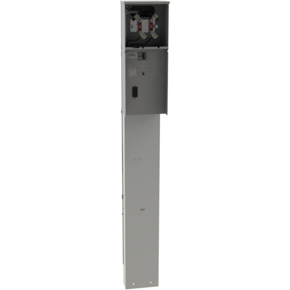 Rendering of a U6226 meter main pedestal that shows the interior of the metered section.