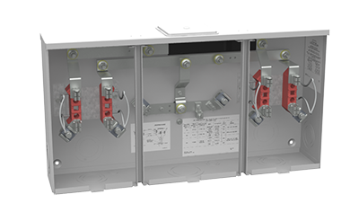 A rendering of a U1252, a Milbank multi-position meter socket with a center wireway.